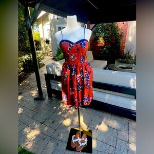 NWT beautiful floral brown dress with dark purple and pink flowers